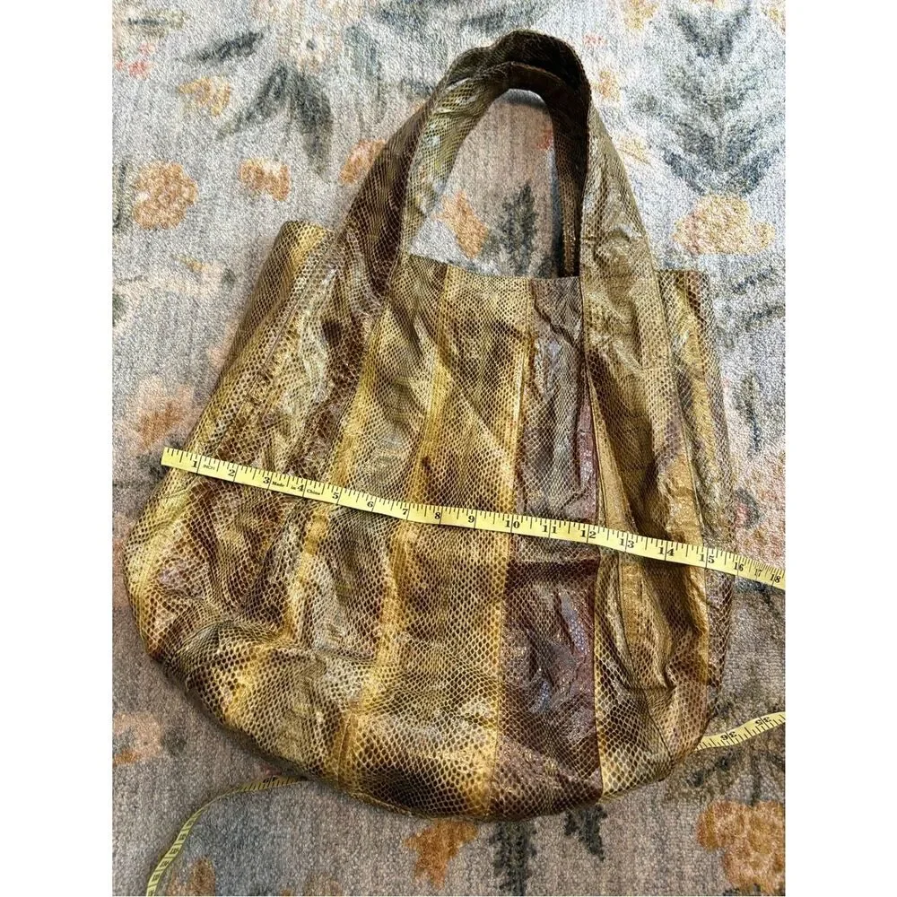 Beirn Jenna Tote Bag Genuine Watersnake Snakeskin Metallic Gold Large